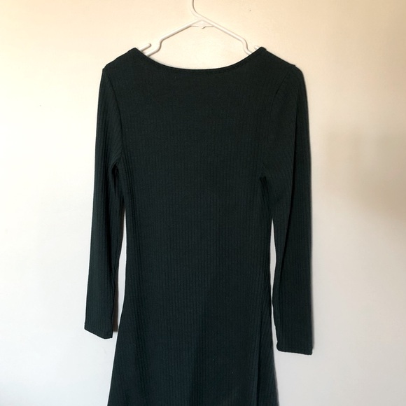 Old Navy Forest Green Ribbed Scoop Neck Long Sleeved Mini Sweater Dress - Picture 3 of 5